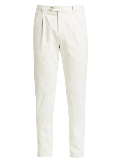 Shop Brunello Cucinelli Men's Leisure Fit Trousers In Off White