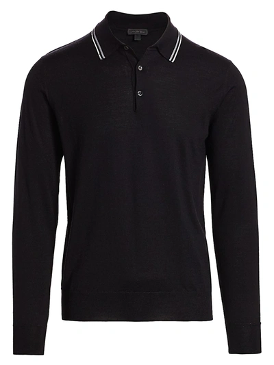 Shop Saks Fifth Avenue Men's Collection Charlotte Wool Blend Polo In Black