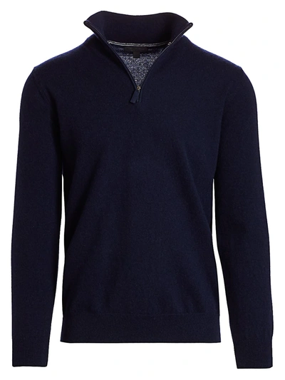Shop Saks Fifth Avenue Collection Quarter-zip Cashmere Sweater In Navy