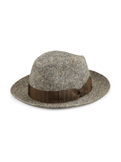 Shop Saks Fifth Avenue Men's Collection Donegal Wool Fedora In Brown