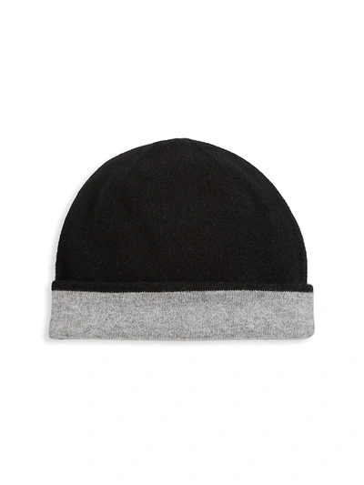 Shop Saks Fifth Avenue Men's Collection Reversible Cashmere Beanie In Black Grey
