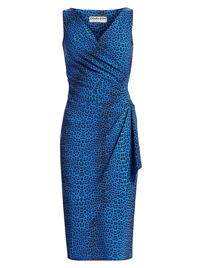 Shop Chiara Boni La Petite Robe Charisse Leopard-print Wrapped Sheath Dress In Leopard Into The Sea