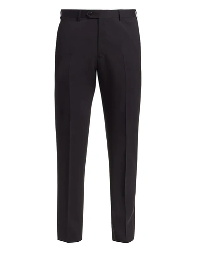Shop Giorgio Armani Men's Solid Wool Trousers In Black