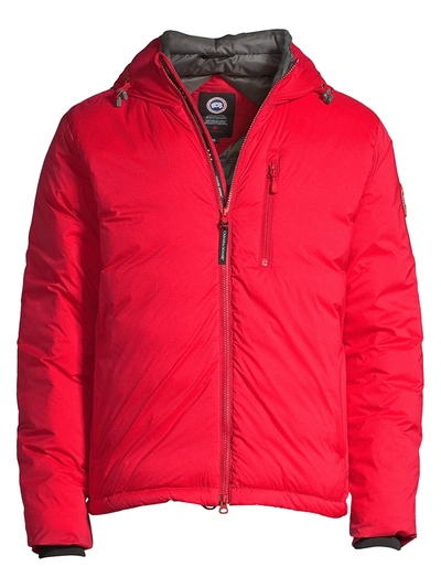 Shop Canada Goose Men's Lodge Down Hooded Jacket In Red