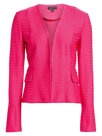 Shop St John Women's Box Texture Knit Jacket In Hot Pink