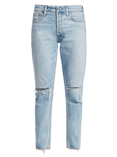 Shop Agolde Jamie High-rise Classic-fit Ankle Distressed Jeans In Shakedown