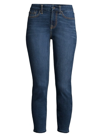 Shop Jen7 By 7 For All Mankind Mid-rise Ankle Skinny Jeans In Classic Medium Blue