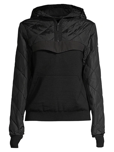 Shop Canada Goose Women's Hybridge Anorak Knit Wool Hoodie In Black