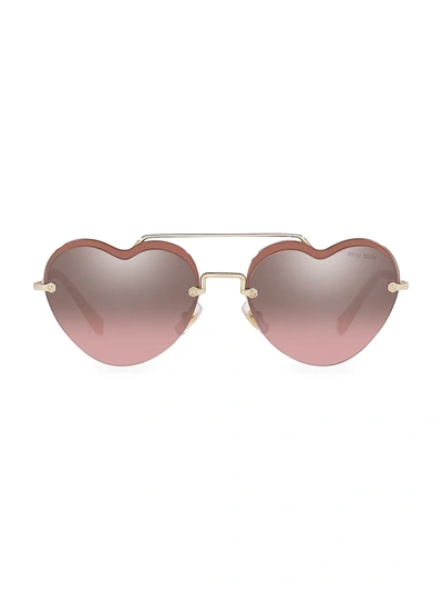 Shop Miu Miu 58mm Mirrored Heart Sunglasses In Pale Gold