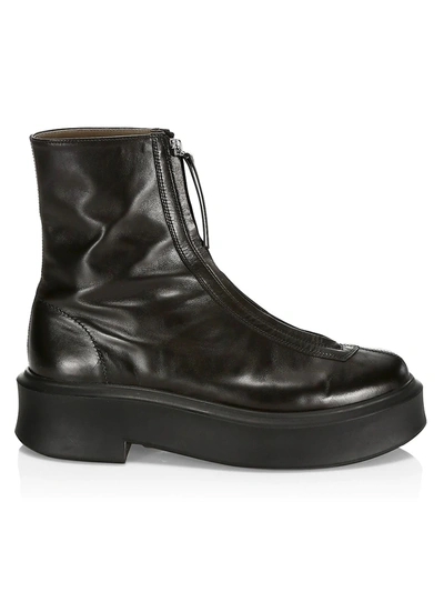 Shop The Row Women's Zippered Platform Leather Combat Boots In Black
