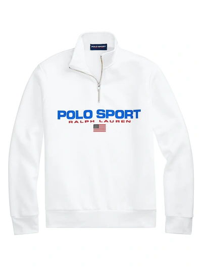 Shop Polo Ralph Lauren Men's Polo Sport Half-zip Sweatshirt In White