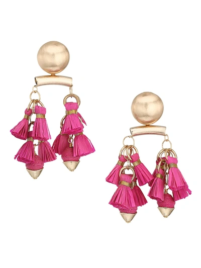 Shop Akola Raffia Tassel Mobile Earrings In Brass