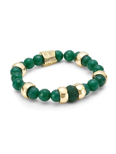 Shop Akola Women's Green Onyx & Raffia Stretch Bracelet