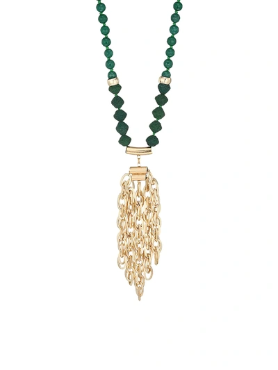 Shop Akola Green Onyx & Raffia Chain Pendant Necklace