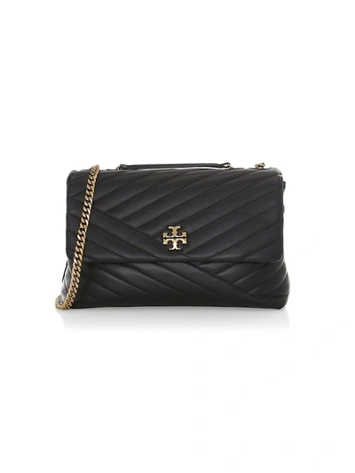 Shop Tory Burch Kira Chevron Leather Shoulder Bag In Black