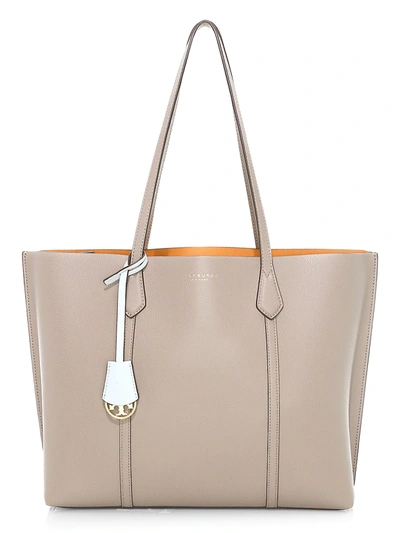Shop Tory Burch Women's Perry Leather Tote In Gray Heron