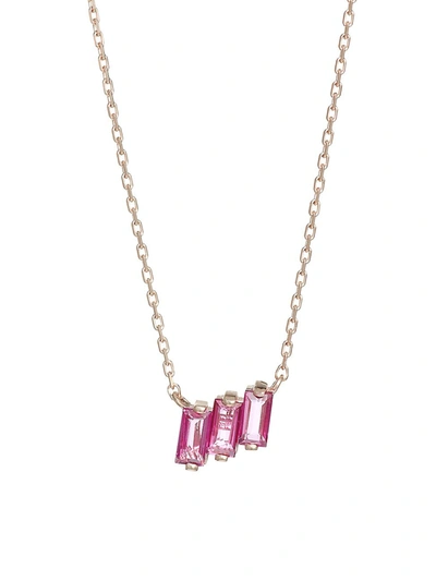 Shop Kalan By Suzanne Kalan Women's 14k Rose Gold & Pink Topaz Three Baguette Pendant Necklace