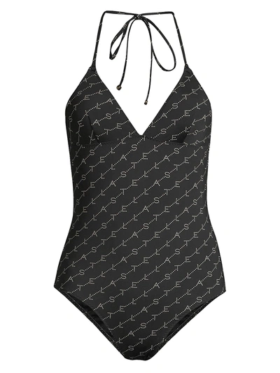 Shop Stella Mccartney Women's Monogram One-piece Swimsuit In Black