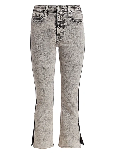Shop Proenza Schouler White Label Women's Colorblock Split Kick Flare Jeans In Slate Direct Dye Acid Front