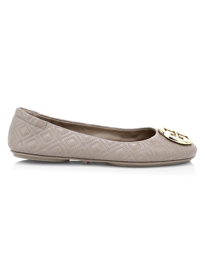 Shop Tory Burch Women's Minnie Quilted Leather Ballet Flats In Dust Storm