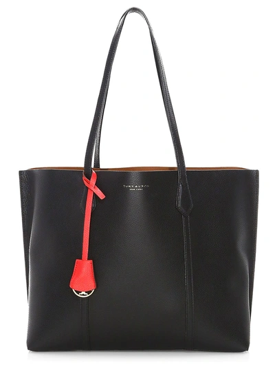 Shop Tory Burch Perry Leather Tote In Black