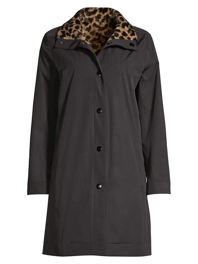 Shop Jane Post Women's Reversible Leopard Rain Coat In Black Cheetah