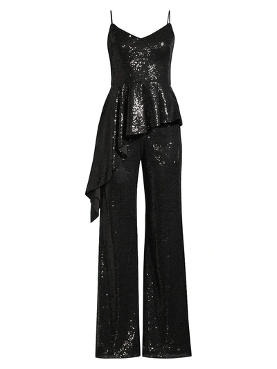Shop Black Halo Revel Sleeveless Sequined Wide-leg Jumpsuit In Night Sky