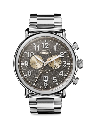 Shop Shinola The Runwell Chronograph Stainless Steel Bracelet Watch In Silver