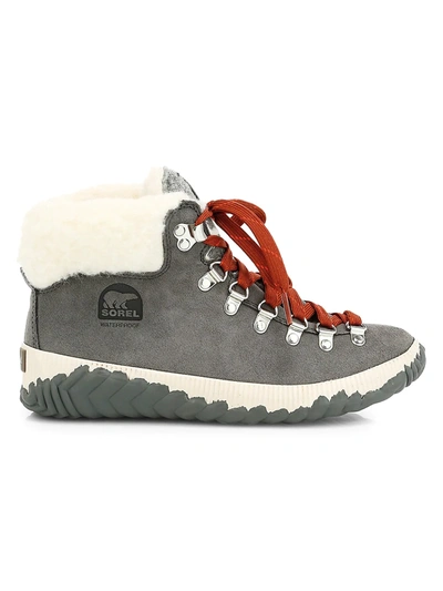 Shop Sorel Women's Out N About Plus Conquest Faux Fur Suede Hiking Boots In Quarry