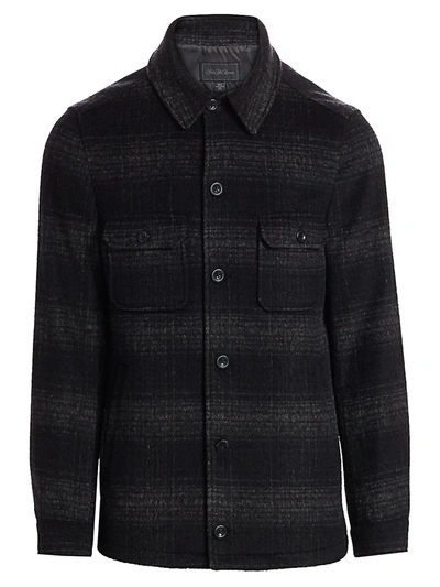 Shop Saks Fifth Avenue Men's Collection Plaid Shirt Jacket In Grey