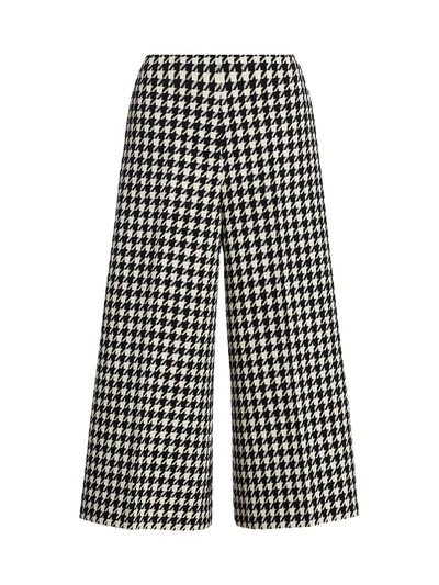 Shop Gucci Women's Houndstooth Wide-leg Wool-blend Culottes In Black