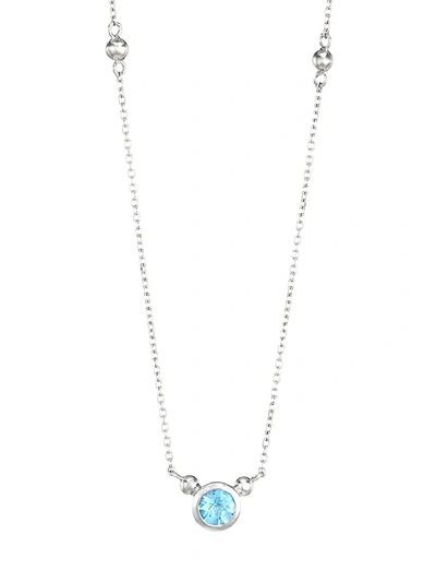 Shop Anzie Women's Rhodium-plated Sterling Silver & Swiss Blue Topaz Pendant Necklace