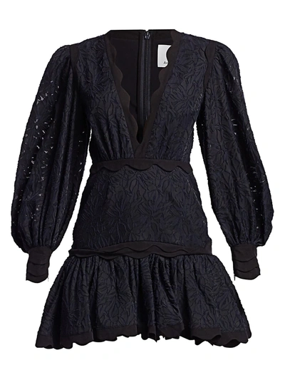 Shop Acler Women's Montana Embroidery Flounce Mini Dress In Midnight