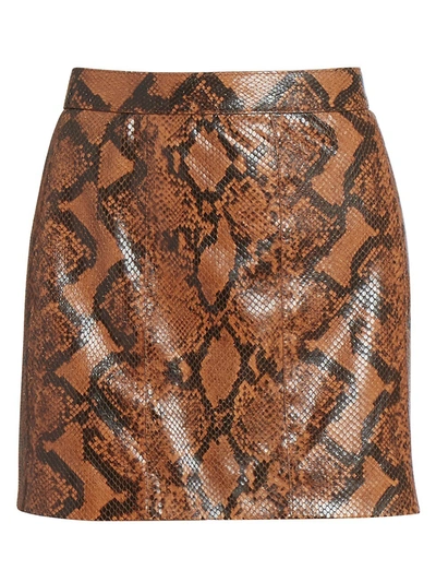 Shop Givenchy Snakeskin-print Leather Mini Skirt In Mustard