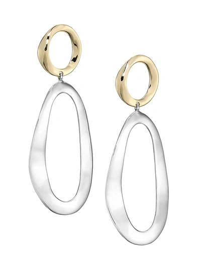 Shop Ippolita Women's Classico Large Chimera Two-tone Smooth Snowman Double-drop Earrings In Silver
