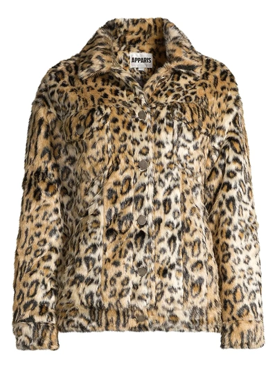 Shop Apparis Lauren Leopard-print Faux Fur Jacket In Small Leopard
