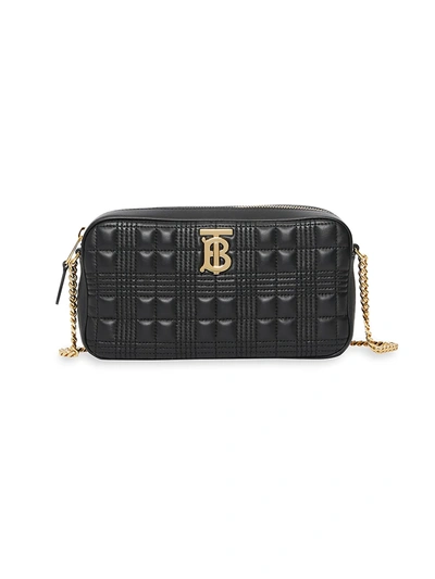 Shop Burberry Women's Tb Quilted Leather Camera Bag In Black