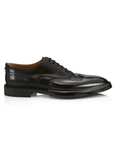 Shop Burberry Lennard Tb Leather Oxford Brogues In Black