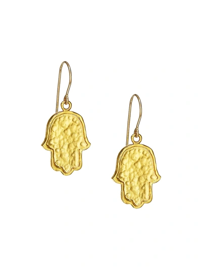 Shop Nest Mini Hamsa Drop Earrings In Gold