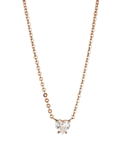 Shop Anita Ko Women's 18k Rose Gold & Heart Diamond Solitaire Necklace