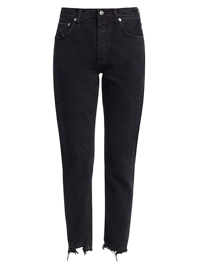 Shop Agolde Jamie High-rise Classic-fit Ankle Jeans In Compass