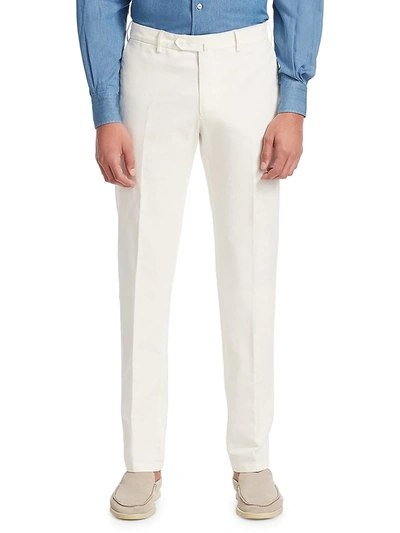 Shop Loro Piana Men's Slim-fit Pants In Optical White