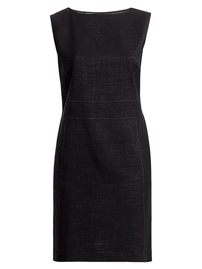 Shop Lafayette 148 Brett Dual Weave Suiting Dress In Black Multi
