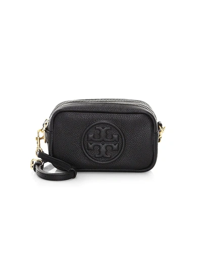 Shop Tory Burch Women's Mini Perry Bombé Leather Camera Bag In Black