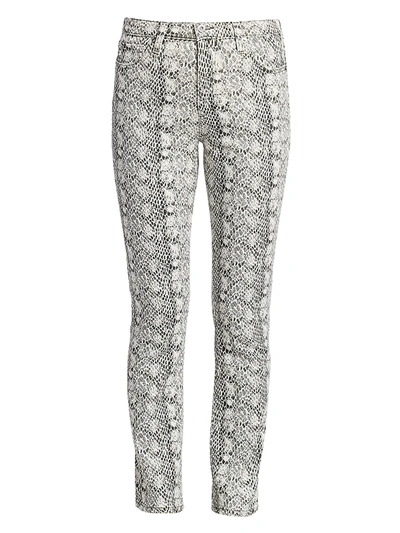 Shop Ag Mari Snakeskin High-rise Straight Jeans In Ivory Dust Dark Algae