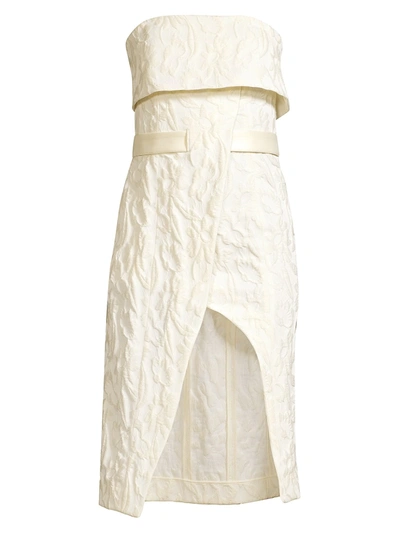 Shop Alexis Isotta Wrap Tie Dress In White Floral Jacquard