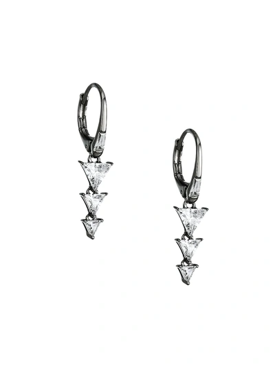 Shop Adriana Orsini Women's Tivoli Cubic Zirconia Sterling Silver Drop Earring In Black