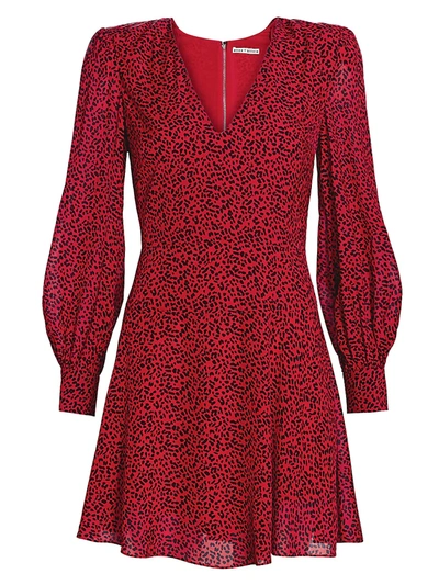 Shop Alice And Olivia Women's Polly Leopard Print Faux Wrap Mini Dress In Mini Leopard Ruby Black