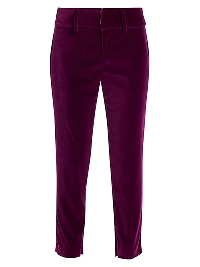 Shop Alice And Olivia Women's Stacey Velvet Slim Ankle Pants In Merlot