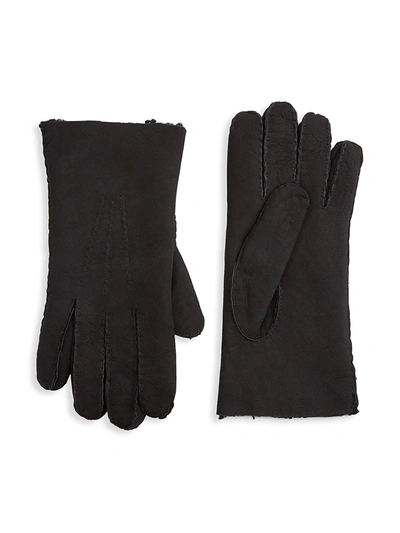 Shop Saks Fifth Avenue Collection Shearling Gloves In Black